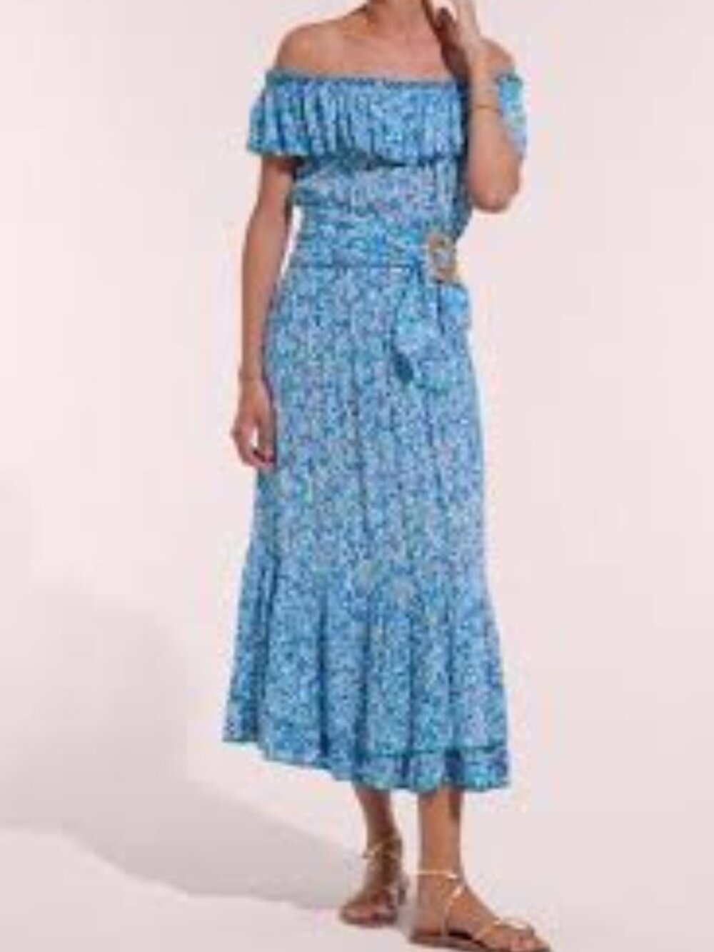 NWT POUPETTE ST. BARTH Long Dress Bella Blue Ocean Flowers Small